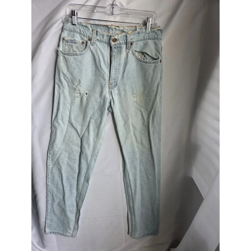 Levi's 550 Jeans Mens Light Blue Light Wash Relaxed Mid Tapered Leg Distressed